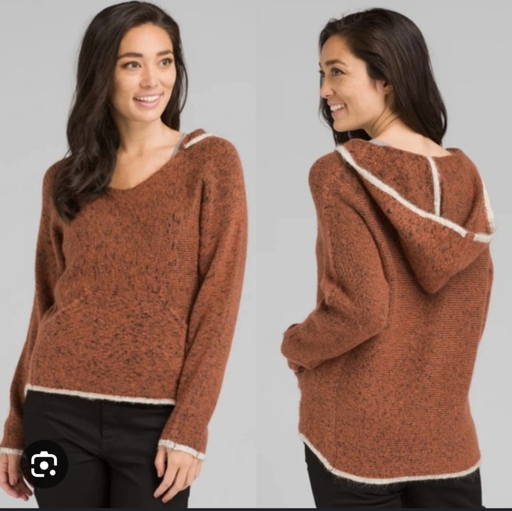 Prana‎ Shine On Sweater Hoodie Kangaroo Chai Heather Size L